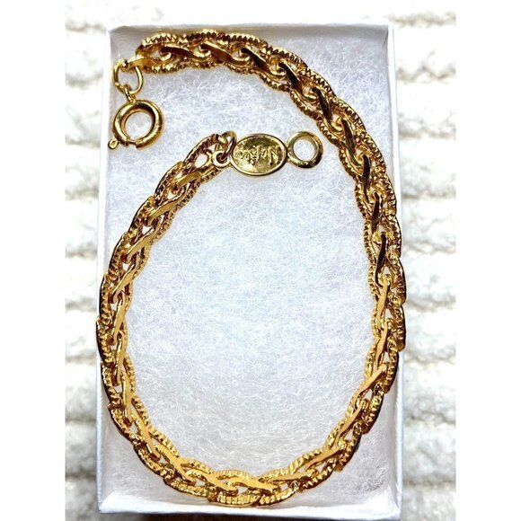 Vintage Napier‎ Gold Tone Braided Bracelet Chain Link Classic - Picture 4 of 5